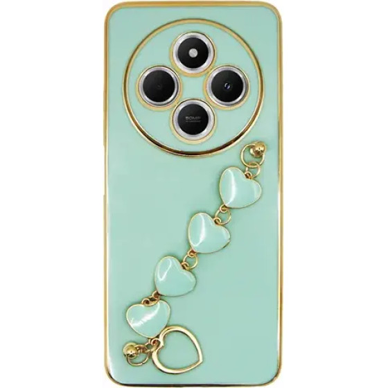 Vivid Slim Case With Heart Chain Hand Strap Redmi 14C 4G Green - (CS-HLD-4-2409004)