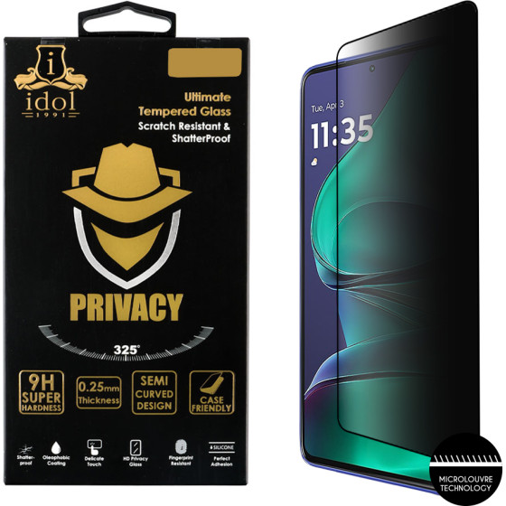 Idol 1991 Tempered Glass Motorola Moto G 5G 2025 6.7'' 9H 0.25mm Privacy Antispy Semi Curved Full Glue BLACK - (5205308384295)