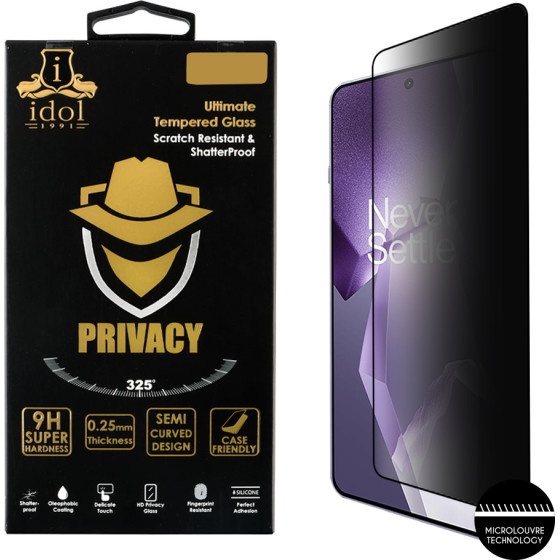 Idol 1991 Tempered Glass Oneplus Ace 5/Ace 5 Pro 6.78'' 9H 0.25mm Privacy Antispy Semi Curved Full Glue BLACK - (5205308384301)
