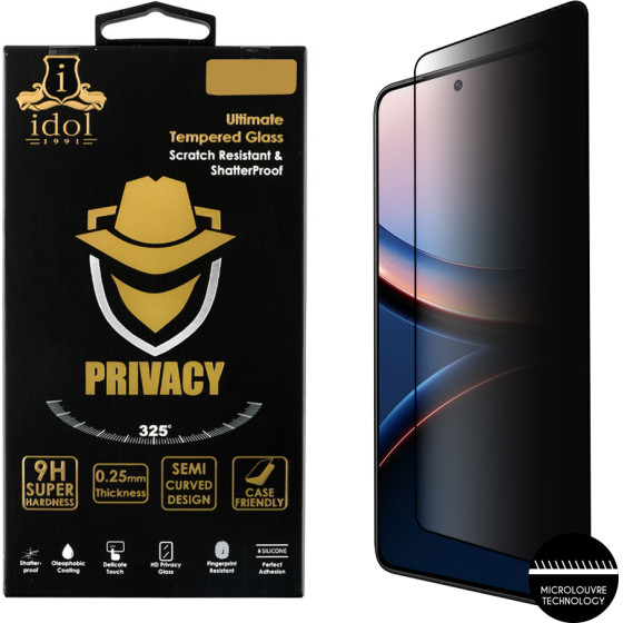 Idol 1991 Tempered Glass Xiaomi Poco F7 Ultra 6.67'' 9H 0.25mm Privacy Antispy Semi Curved Full Glue BLACK - (5205308384288)