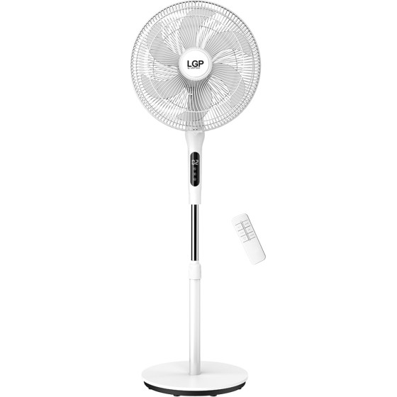 LGP Round Base Stand Fan 16' 40CM 55W With Remote Control And Timer White - (LAM980046)