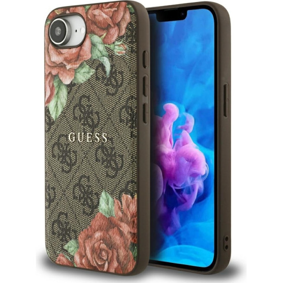 Guess - Hardcase 4G Flower Print Magsafe - Iphone 16e - Brown - (GUHMPSE4P4ROPEMCW)