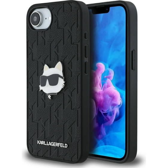 Karl Lagerfeld - Hardcase Leather Monogram - Iphone 16e - Monogram Choupette Head Pin - (KLHCPSE4PGKLCHPK)