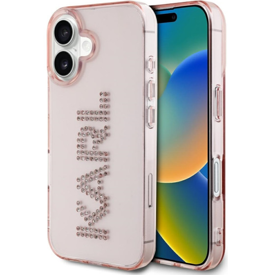 Karl Lagerfeld - Iml Rhinestones - Iphone 16 - Pink Logo - (KLHCP16SHKLSTDCP)