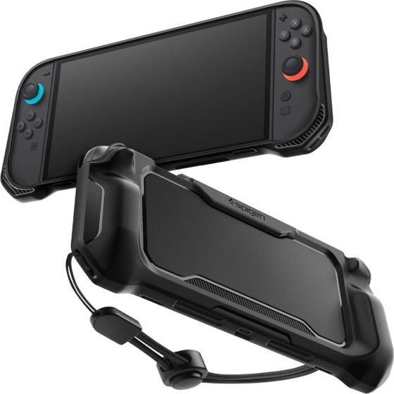 Spigen - Protective Case Rugged Armor - For Nintendo Switch 2, With Adjustable Strap, Ergonomic Design - Matte Black - (ACS09075)