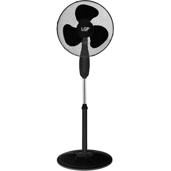 LGP Round Base Stand Fan 16' 40CM 45W With Timer Black - (LAM980039)