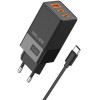 Beline Charger 2x USB-C + 1x USB 65W + USB-C cable black/black PD 3.0 + QC 3.0 BLN3CB65C GaN - (BLN3CB65C U65 PD+QC 65W)