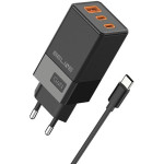 Beline Charger 2x USB-C + 1x USB 65W + USB-C cable black/black PD 3.0 + QC 3.0 BLN3CB65C GaN - (BLN3CB65C U65 PD+QC 65W)