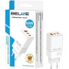 Beline Charger 2x USB-C + 1x USB 65Wwhite (only head) PD 3.0 + QC 3.0 BLN3CW65 GaN - (BLN3CW65 U65 PD+QC 65W)
