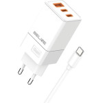 Beline Charger 2x USB-C + 1x USB 65W + USB-C cable white/white PD 3.0 + QC 3.0 BLN3CW65C GaN - (BLN3CW65C U65 PD+QC 65W)
