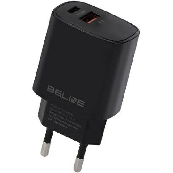 Beline Lad. siec. 1x USB-C + 1x USB 20Wczarna /black (only head) PD 3.0 + QC 3.0 BLN2CB20 - (BLN2CB20 U58 PD+QC20W)