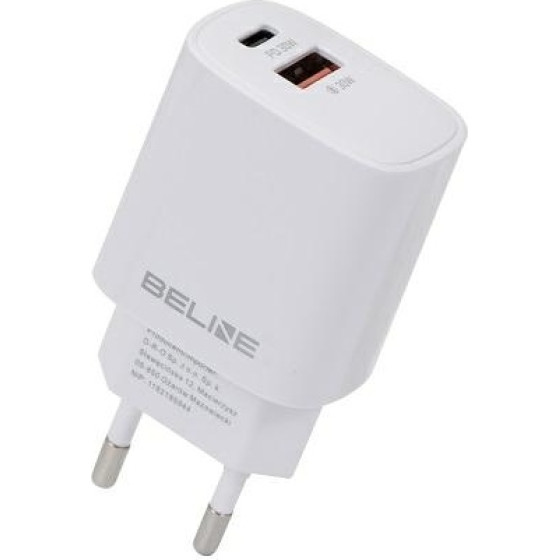 Beline Lad. siec. 1x USB-C + 1x USB 30Wbiala /white (only head) PD 3.0 + QC 3.0 BLN2CW30 GaN - (BLN2CW30 U58 PD+QC30W)