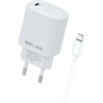 Beline Lad. siec. 1x USB-C 20W + kabellightning biala /white PD3.0 BLNCW20L - (BLNCW20L U58 PD 20W)