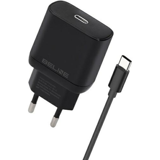 Beline Lad. siec. 1x USB-C 25W + kabelUSB-C czarna /black PD 3.0 BLNCB25C GaN - (BLNCB25C U66 PD 25W)