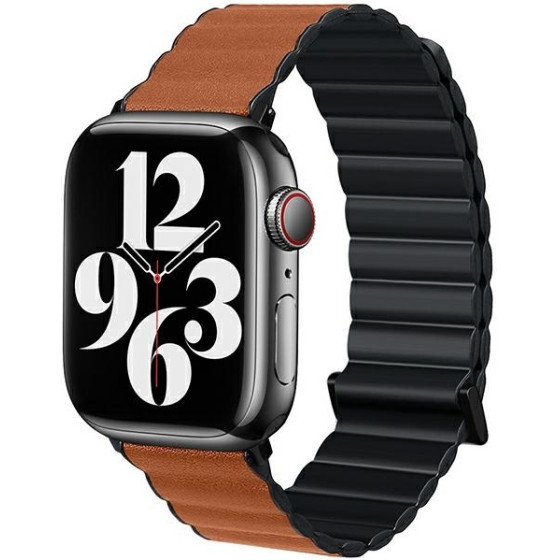 Beline pasek Apple Watch Magnetic Pro42/44/45/49mm czarno/brazowy black/brown box