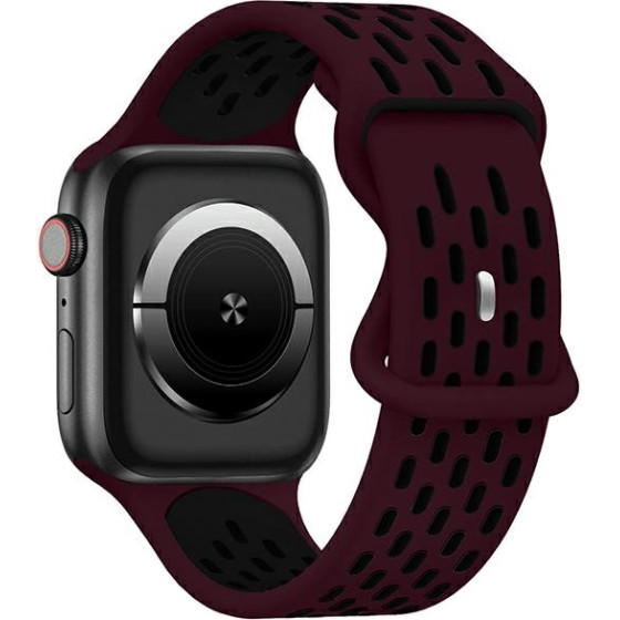 Beline pasek Apple Watch New SportSilicone 42/44/45/49mm bordowo-czarny wine red/black box