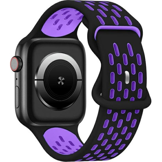 Beline pasek Apple Watch New SportSilicone 42/44/45/49mm czarno-fioletowy black/purple box