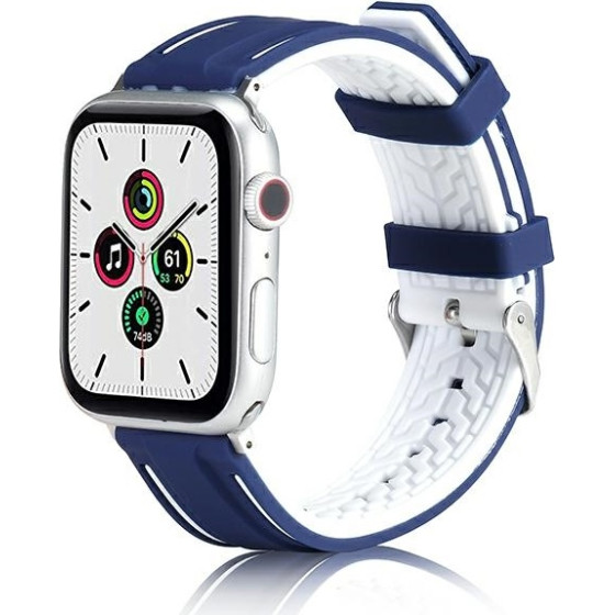 Beline pasek Apple Watch Solid Silicone38/40/41mm granatowo-bialy navy/white