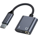 Beline Splitter Adapter USB-C to USB-C/Jack 3.5mm 60W black/black DAC - (BLNAA01)