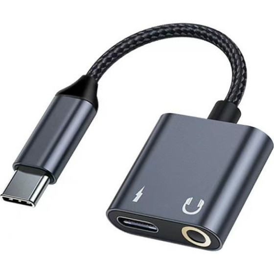 Beline Splitter Adapter USB-C to USB-C/Jack 3.5mm 60W black/black DAC - (BLNAA01)