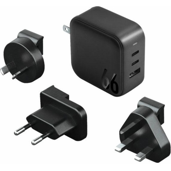 ENERGEA Wall Charger 1xUSB+2xUSB-CPD-PPS-QC 3.0 66W 2C1A black US+EU Travelite GAN66 - (CHR-TL-GAN66EU)