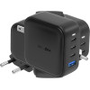 ENERGEA Wall Charger 1xUSB+3xUSB-CPD-PPS-QC 3.0 100W 3C1A black US+EU Travelite GAN100 - (CHR-TL-GAN100EU)