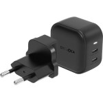 ENERGEA Wall Charger 2xUSB-C PD-PPS 45W 2C black US+EU Travelite GAN45 - (CHR-TL-GAN45EU)