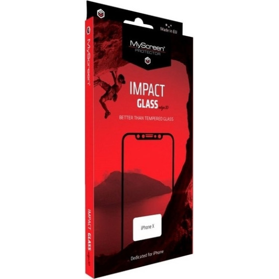 MyScreen Protector MS ImpactGLASS Edge 3D iPhone X/Xs/11Pro 5,8'' czarny/black Antyuderzeniowe szklo hybrydowe na caly ekran 8H - (M3413IMPG 3D BLACK)