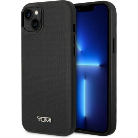 Tumi iPhone 14 / 15 / 13 6.1'' black hardcase Leather Balistic Pattern MagSafe - (TUHMP14SRBAK)