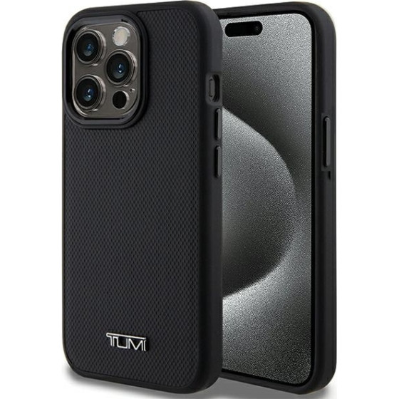 Tumi iPhone 15 Pro 6.1'' black hardcase with Leather Ballistic Pattern and MagSafe - (TUHMP15LRBAK)