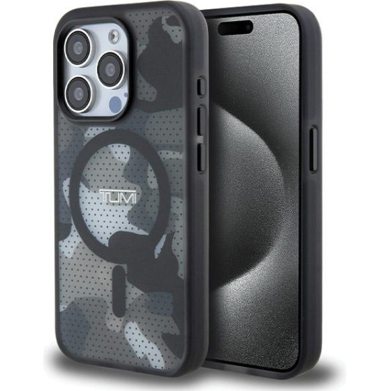 Tumi iPhone 15 Pro Max 6.7'' black hardcase with Frosted Camo Print and MagSafe - (TUHMP15XTCAMK)