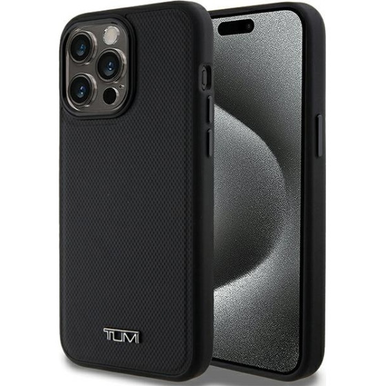 Tumi iPhone 15 Pro Max 6.7'' black hardcase with Leather Ballistic Pattern and MagSafe - (TUHMP15XRBAK)