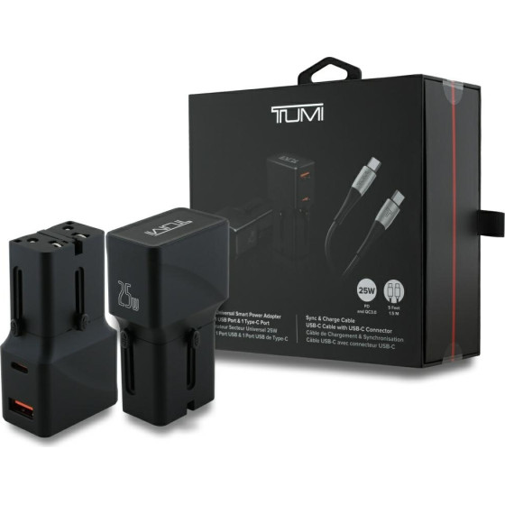 Tumi Power Charger Travel Adapter 25W USB-C / USB-A + Cable USB-C/USB-C black - (TUBSA25CACK)
