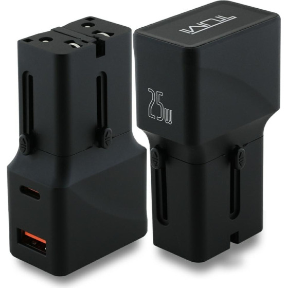 Tumi Power Charger Travel Adapter 25W USB-C / USB-A black - (TUTA25WMSLK)