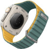 UNIQ pasek Revix Evo Apple Watch Series1/2/3/4/5/6/7/8/9/SE/SE2/Ultra/Ultra2 42/44/45/49mm Reversible Magnetic zielono-zolty/viridian green-burnt yellow - (UNIQ-49MM-REVEVGRNBYEL)