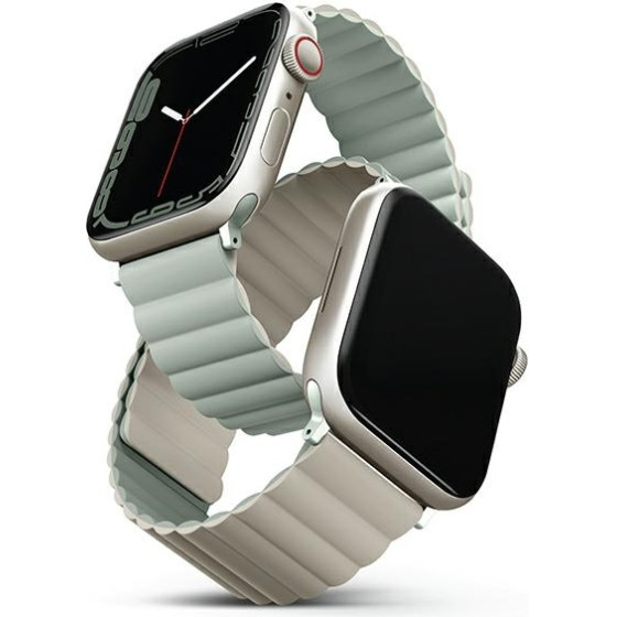 UNIQ Revix Strap Apple Watch Series 1-8/SE/SE2 38/40/41mm Reversible Magnetic green-beige - (UNIQ-41MM-REVSAGBEG)