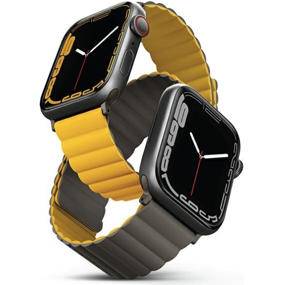 UNIQ Revix Strap Apple Watch Series 1-8/SE/SE2/Ultra 42/44/45/49mm Reversible Magnetic mustard-khaki - (UNIQ-45MM-REVMUSKAK)