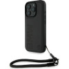 BMW iPhone 16 Pro 6.3'' black hardcase Signature Leather Wordmark Cord - (BMHCP16L23RMRLK)