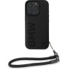 BMW iPhone 16 Pro 6.3'' black hardcase Signature Leather Wordmark Cord - (BMHCP16L23RMRLK)
