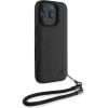BMW iPhone 16 Pro 6.3'' black hardcase Signature Leather Wordmark Cord - (BMHCP16L23RMRLK)