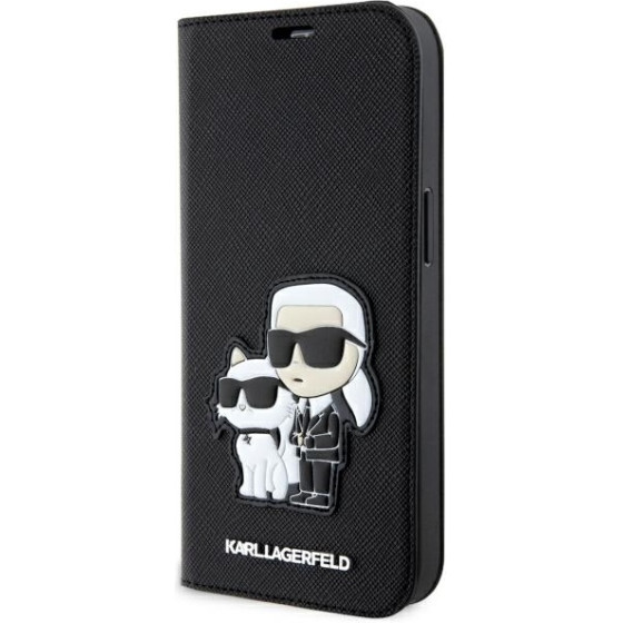 Karl Lagerfeld iPhone 14/ 15 / 13 6.1'' bookcase black Saffiano Karl & Choupet - (KLBKP14SSANKCPK)