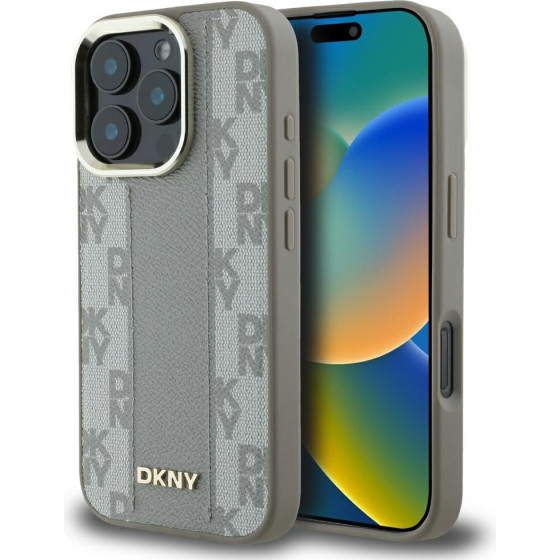 DKNY Case Checkered Pattern Magsafe for iPhone 16 Pro beige - (DKHMP16LPCPVSLE)