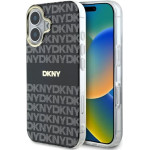 DKNY iPhone 16 6.1'' black hardcase Repeat Texture Pattern With Stripe - (DKHMP16SHRHSEK)