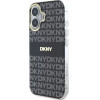 DKNY iPhone 16 6.1'' black hardcase Repeat Texture Pattern With Stripe - (DKHMP16SHRHSEK)