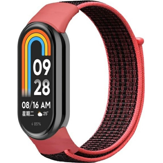 Beline pasek Mi Band 9/8 NylonLoop czerwono-czarny/red-black