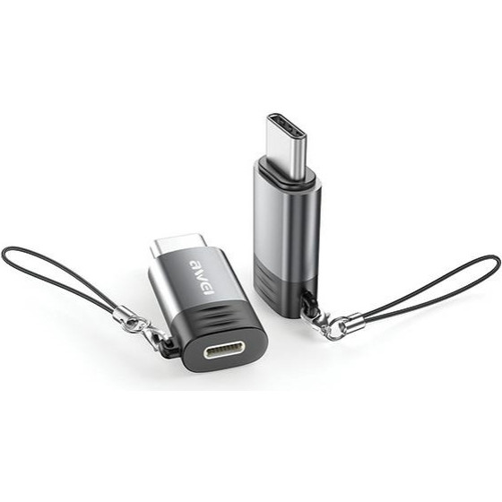 Awei Adapter Lightning/USB-C Szare /Grey - (A12)