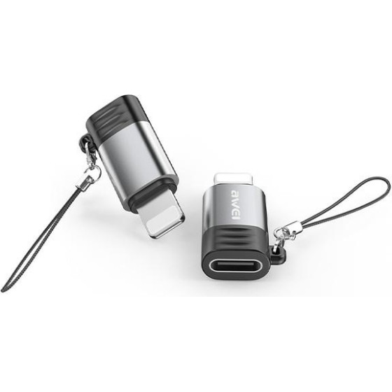 Awei Adapter USB-C/Lightning Szary /Grey - (A11)