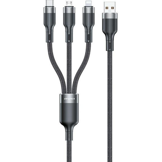 Awei Kabel usb-c/lightning/mico3w1 czarny/Black - (CL-975)