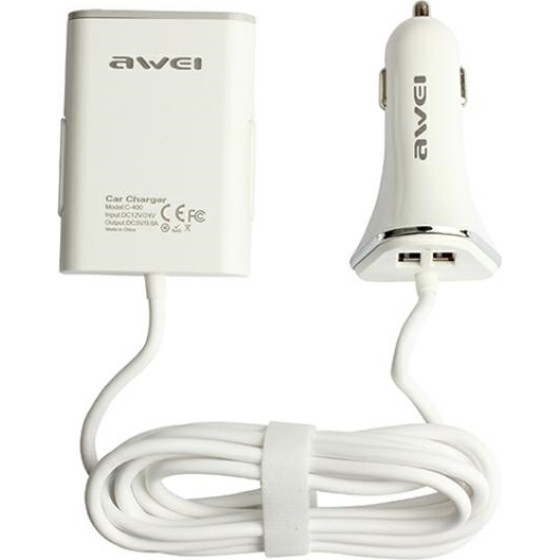 Awei lad. sam. 9.6A 4xUsbhigh Speed bialy/White - (C-400)