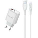 Awei lad. siec. 22.5W + Kabelusb + Lightning biala/White Gan - (PD81L-EU)